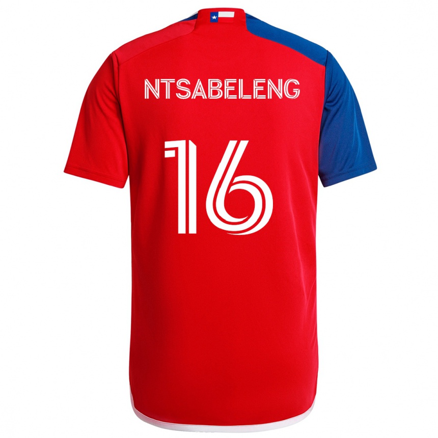 Niño Fútbol Camiseta Tsiki Ntsabeleng #16 Azul Rojo 1ª Equipación 2024/25 Perú