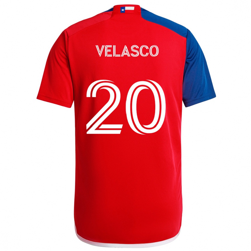 Niño Fútbol Camiseta Alan Velasco #20 Azul Rojo 1ª Equipación 2024/25 Perú