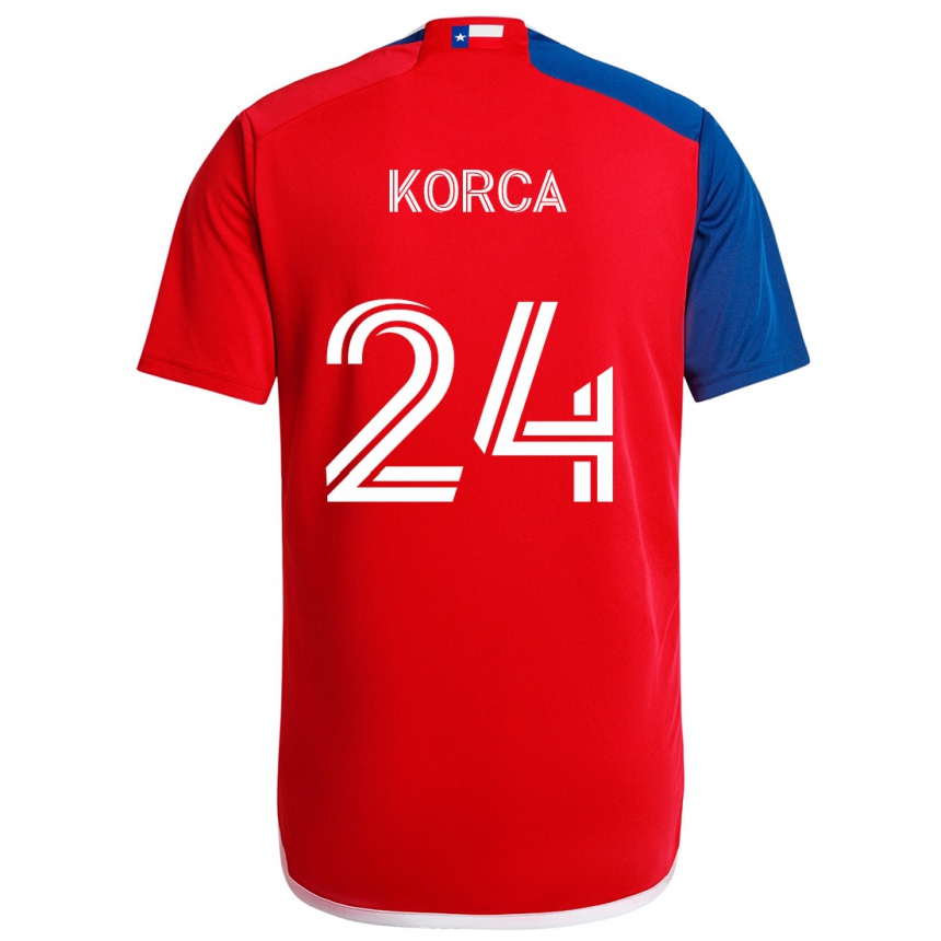 Niño Fútbol Camiseta Amet Korca #24 Azul Rojo 1ª Equipación 2024/25 Perú