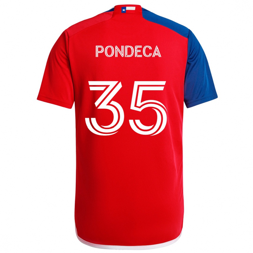 Niño Fútbol Camiseta Tomas Pondeca #35 Azul Rojo 1ª Equipación 2024/25 Perú