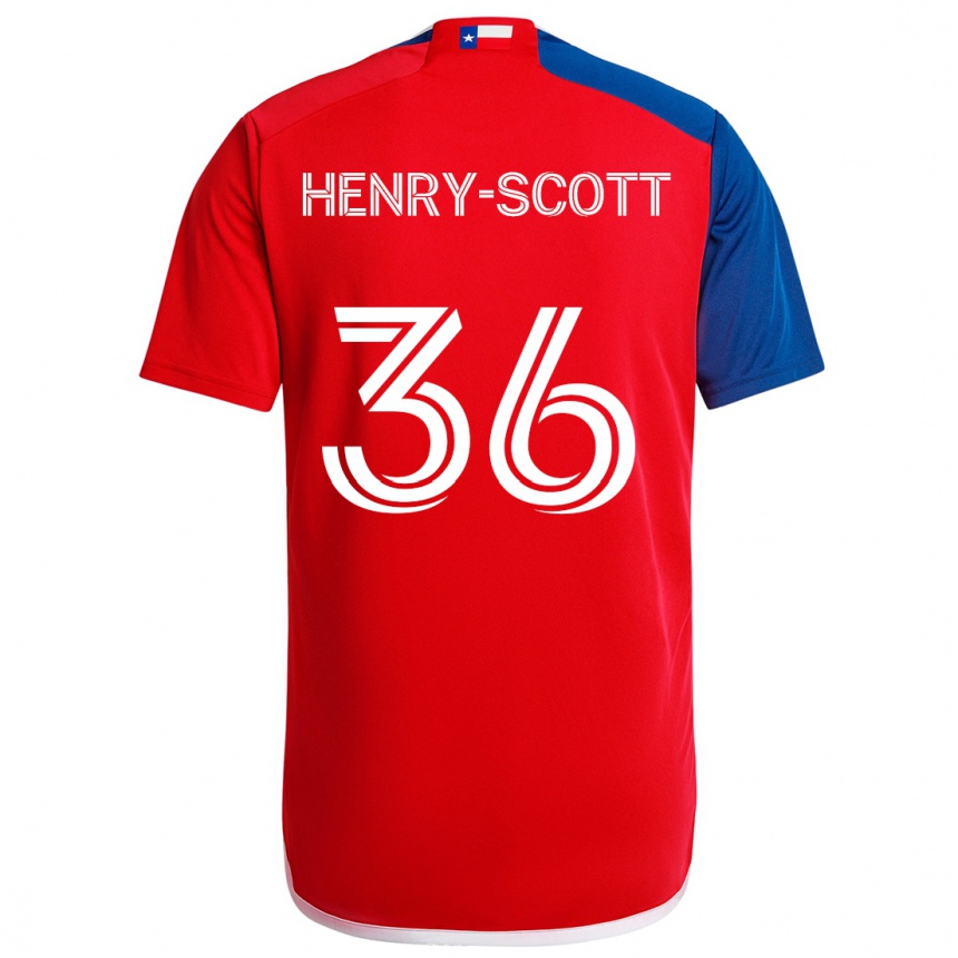 Niño Fútbol Camiseta Malik Henry-Scott #36 Azul Rojo 1ª Equipación 2024/25 Perú