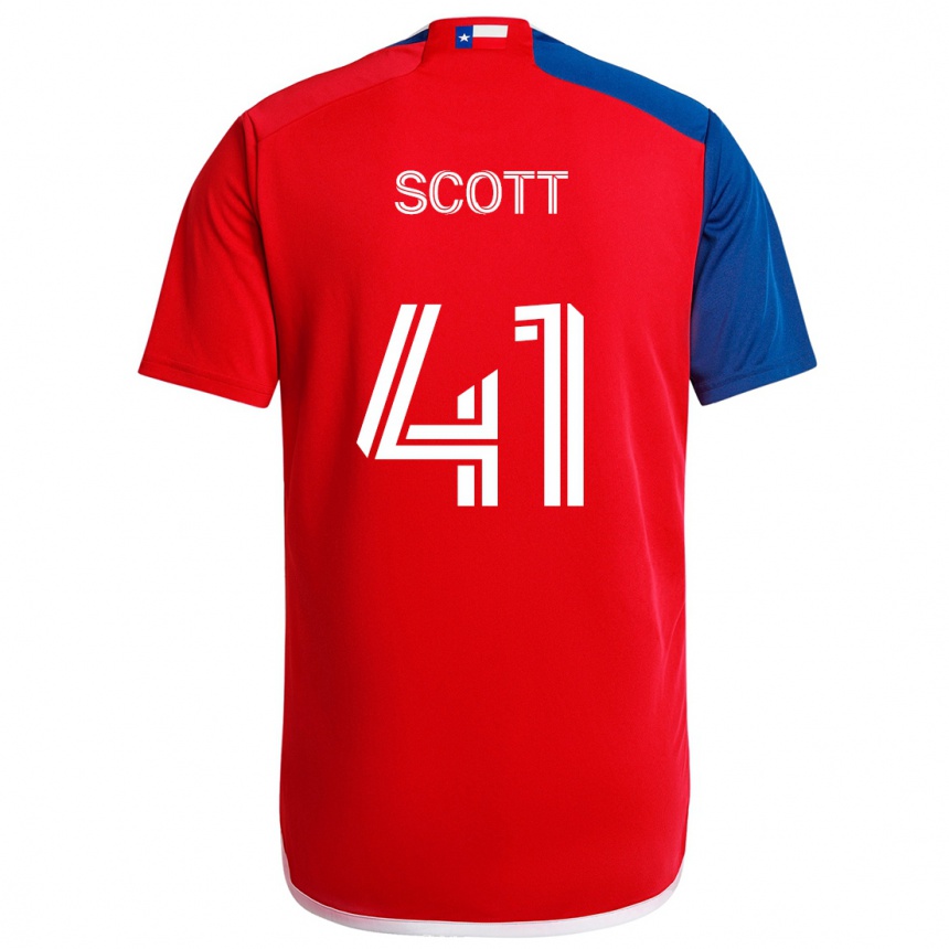 Niño Fútbol Camiseta Tarik Scott #41 Azul Rojo 1ª Equipación 2024/25 Perú