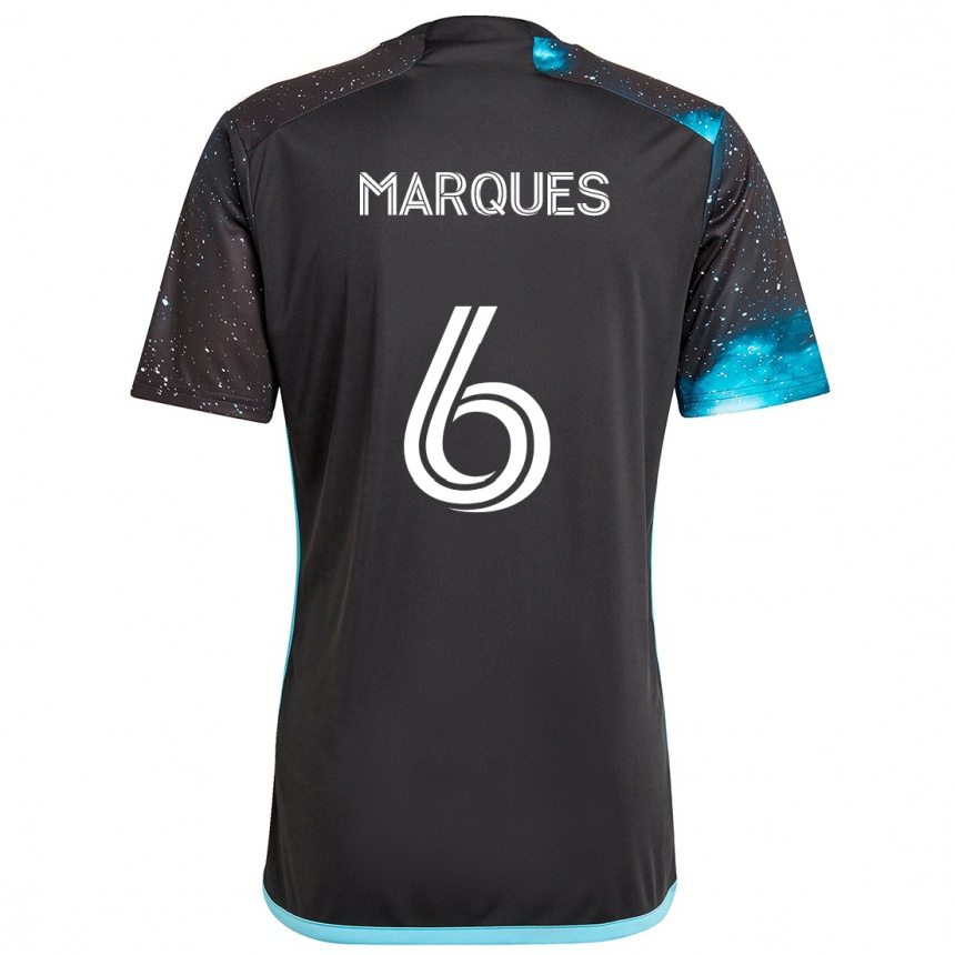 Niño Fútbol Camiseta Mikael Marqués #6 Azul Negro 1ª Equipación 2024/25 Perú