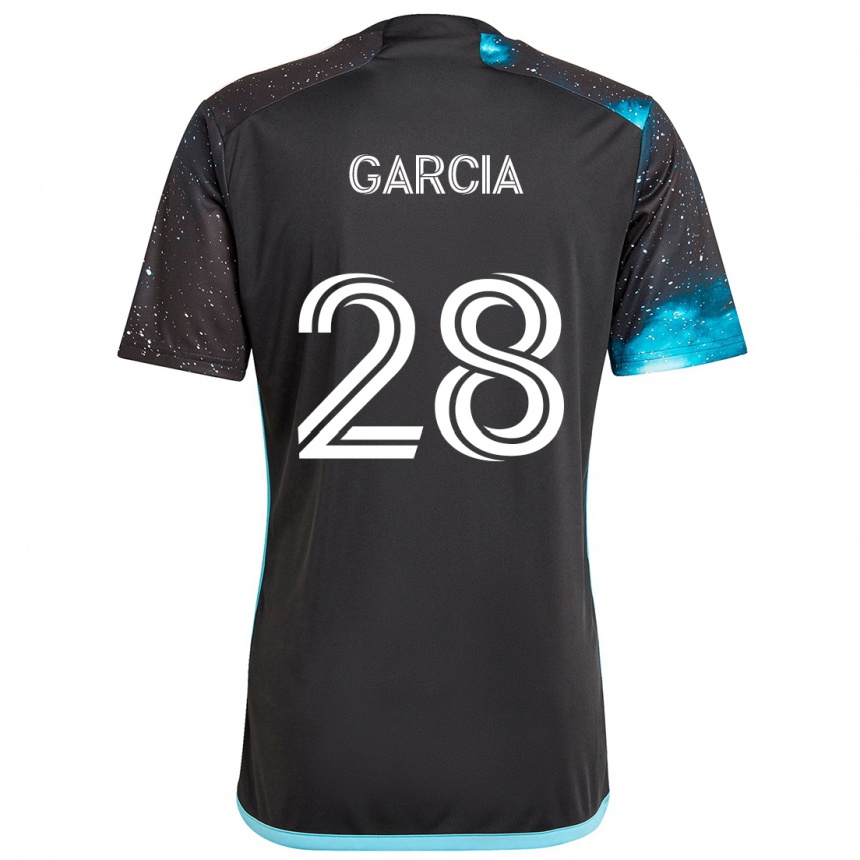 Niño Fútbol Camiseta Mender García #28 Azul Negro 1ª Equipación 2024/25 Perú