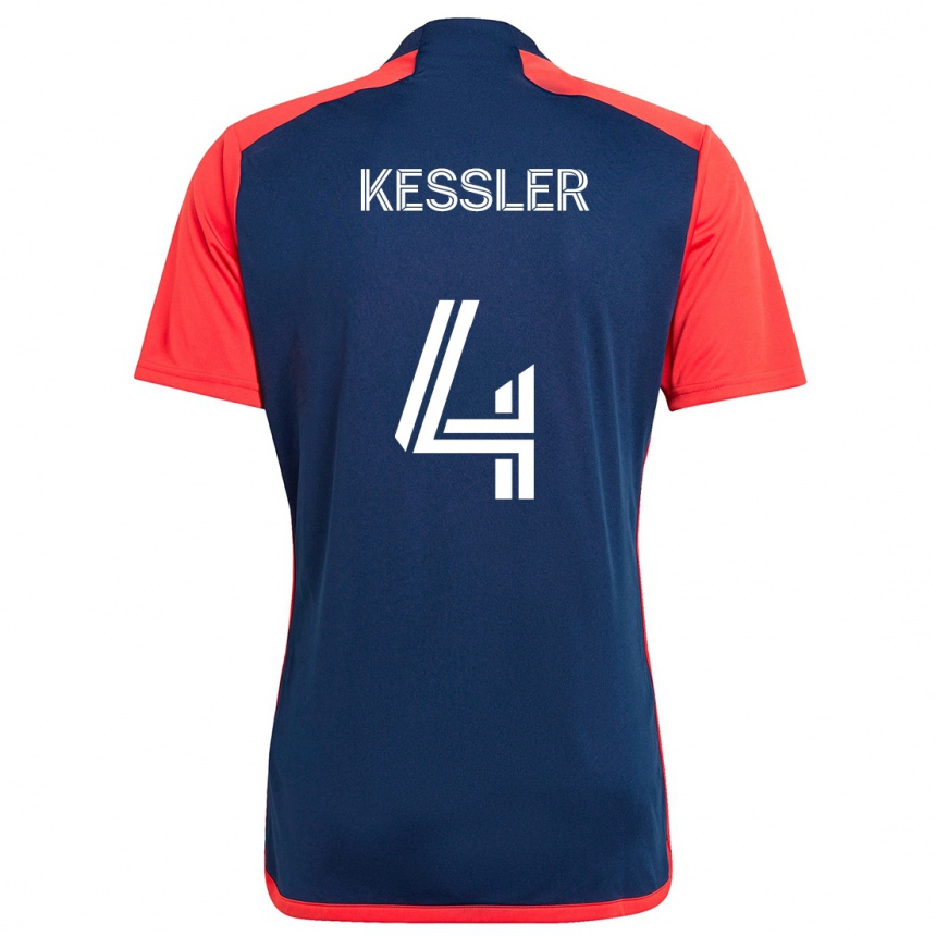 Niño Fútbol Camiseta Henry Kessler #4 Azul Rojo 1ª Equipación 2024/25 Perú