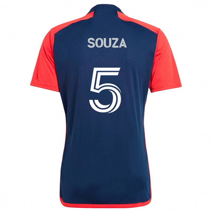 Niño Fútbol Camiseta Victor Souza #5 Azul Rojo 1ª Equipación 2024/25 Perú