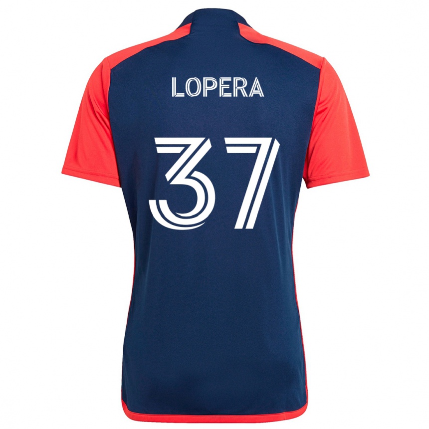 Niño Fútbol Camiseta Steban Lopera #37 Azul Rojo 1ª Equipación 2024/25 Perú