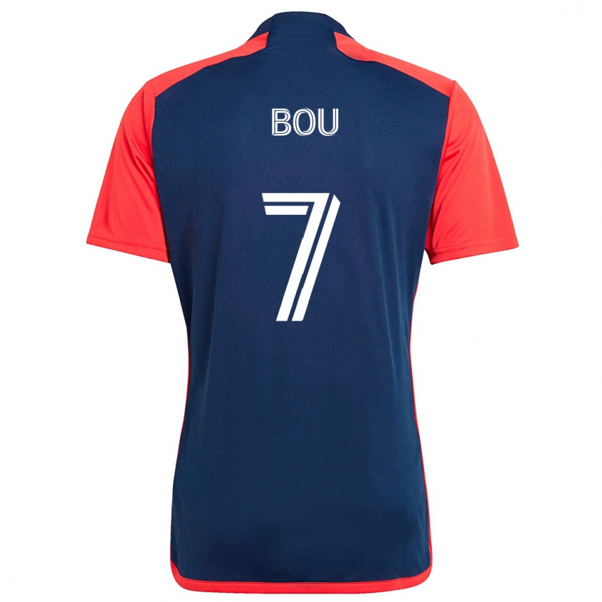 Niño Fútbol Camiseta Gustavo Bou #7 Azul Rojo 1ª Equipación 2024/25 Perú