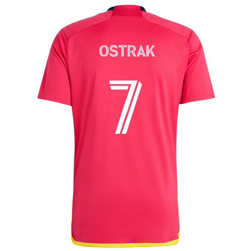 Niño Fútbol Camiseta Tomás Ostrák #7 Rojo Azul 1ª Equipación 2024/25 Perú