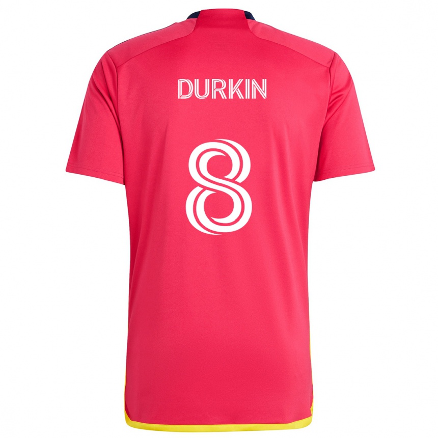 Niño Fútbol Camiseta Chris Durkin #8 Rojo Azul 1ª Equipación 2024/25 Perú