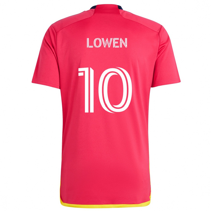 Niño Fútbol Camiseta Eduard Löwen #10 Rojo Azul 1ª Equipación 2024/25 Perú