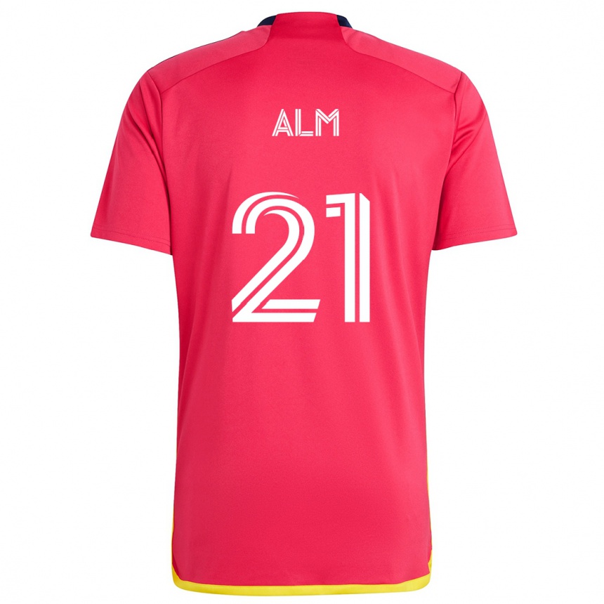 Niño Fútbol Camiseta Rasmus Alm #21 Rojo Azul 1ª Equipación 2024/25 Perú