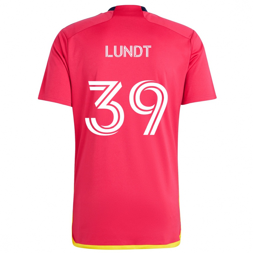 Niño Fútbol Camiseta Ben Lundt #39 Rojo Azul 1ª Equipación 2024/25 Perú