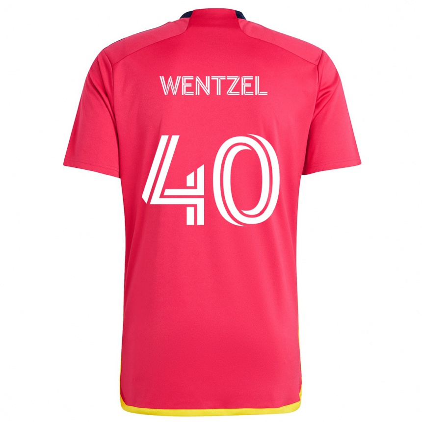 Niño Fútbol Camiseta Michael Wentzel #40 Rojo Azul 1ª Equipación 2024/25 Perú