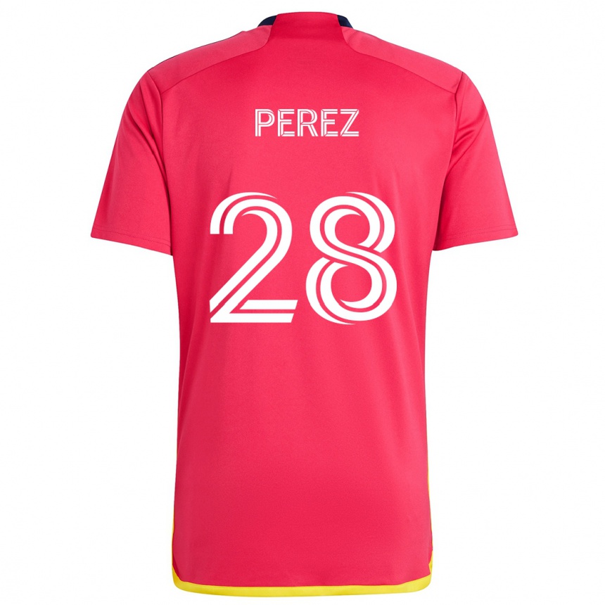 Niño Fútbol Camiseta Miguel Perez #28 Rojo Azul 1ª Equipación 2024/25 Perú