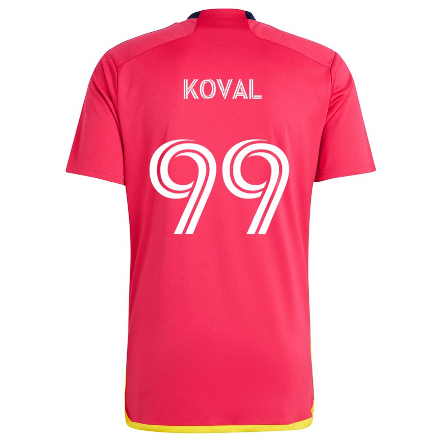 Niño Fútbol Camiseta Stanislav Koval #99 Rojo Azul 1ª Equipación 2024/25 Perú