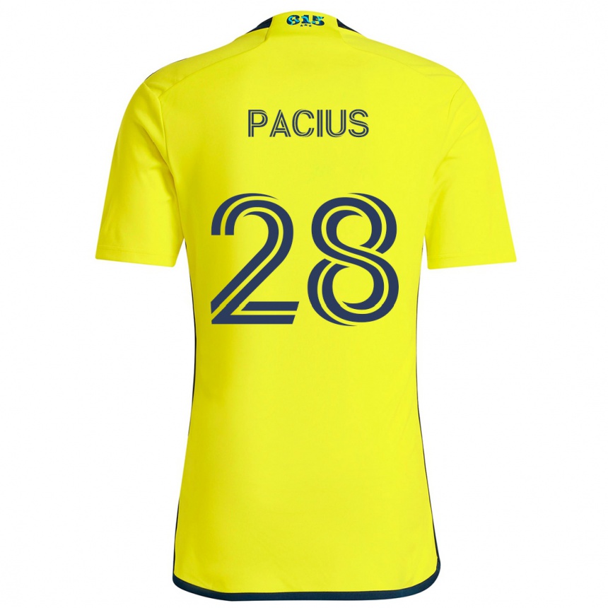 Niño Fútbol Camiseta Woobens Pacius #28 Amarillo Azul 1ª Equipación 2024/25 Perú