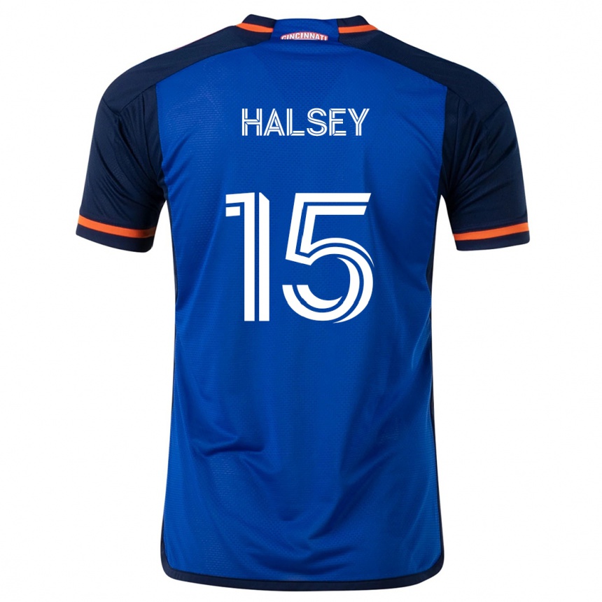 Niño Fútbol Camiseta Bret Halsey #15 Azul Blanco 1ª Equipación 2024/25 Perú