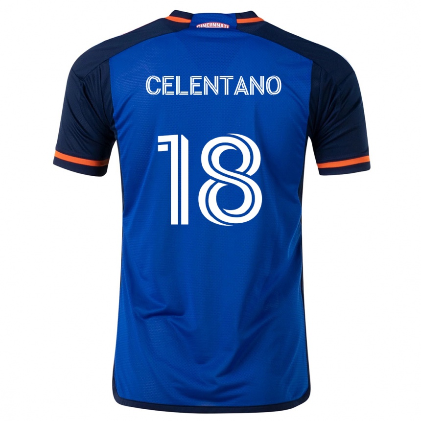 Niño Fútbol Camiseta Roman Celentano #18 Azul Blanco 1ª Equipación 2024/25 Perú