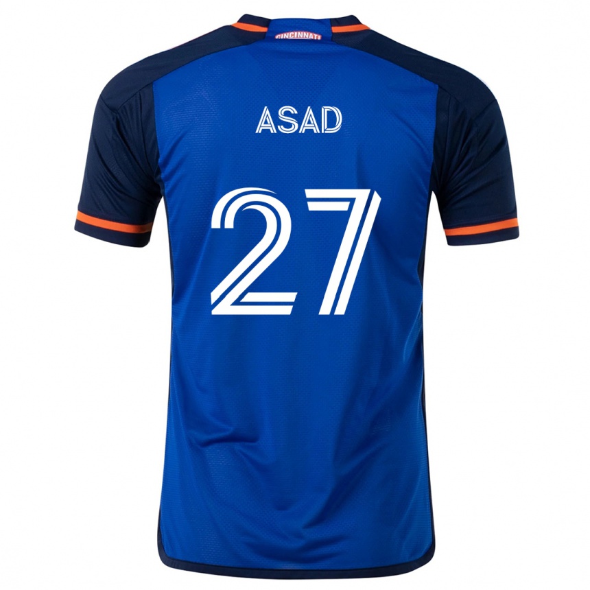 Niño Fútbol Camiseta Yamil Asad #27 Azul Blanco 1ª Equipación 2024/25 Perú