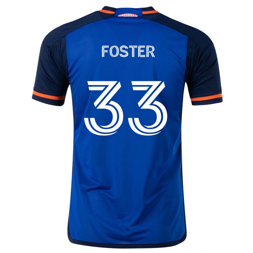 Niño Fútbol Camiseta Isaiah Foster #33 Azul Blanco 1ª Equipación 2024/25 Perú