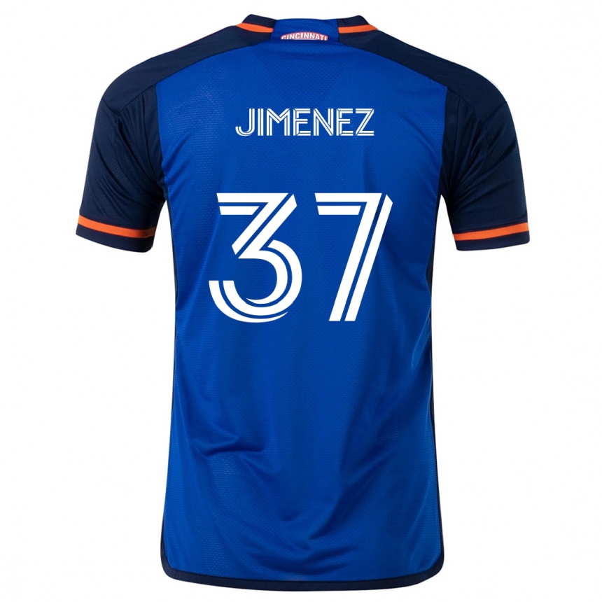 Niño Fútbol Camiseta Stiven Jimenez #37 Azul Blanco 1ª Equipación 2024/25 Perú