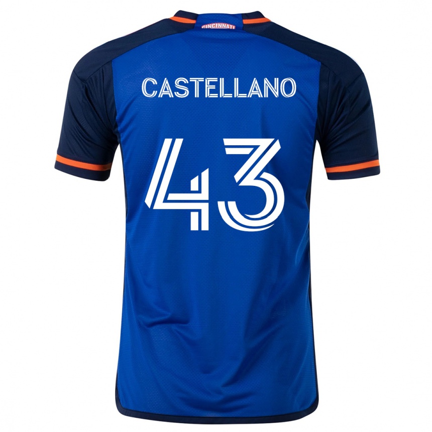 Niño Fútbol Camiseta Jesús Castellano #43 Azul Blanco 1ª Equipación 2024/25 Perú