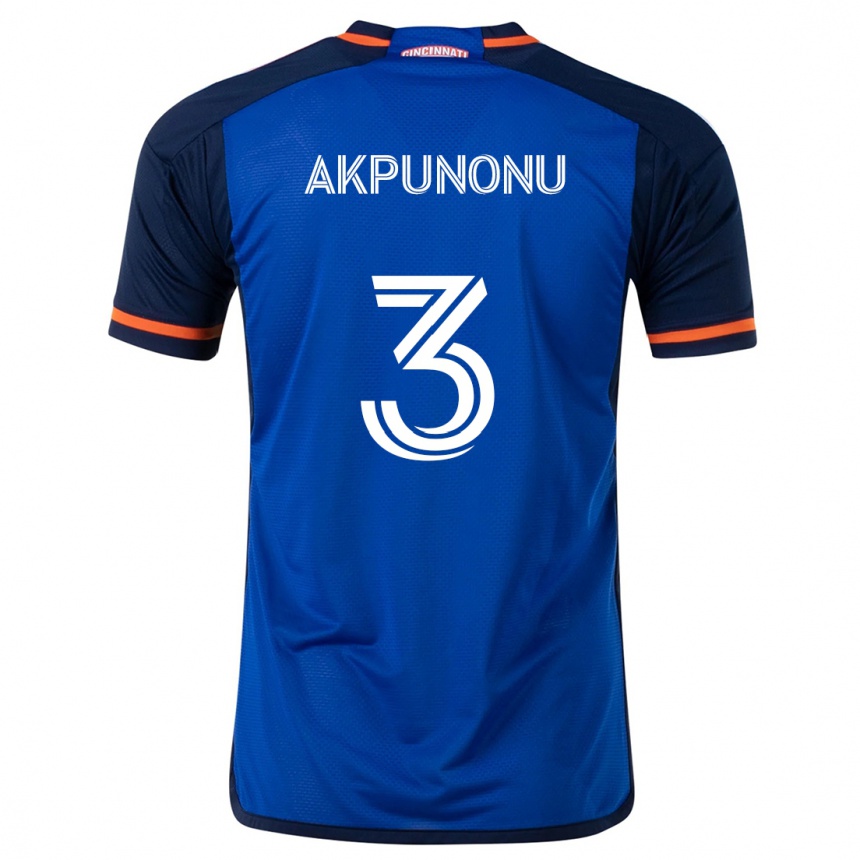 Niño Fútbol Camiseta Joey Akpunonu #3 Azul Blanco 1ª Equipación 2024/25 Perú