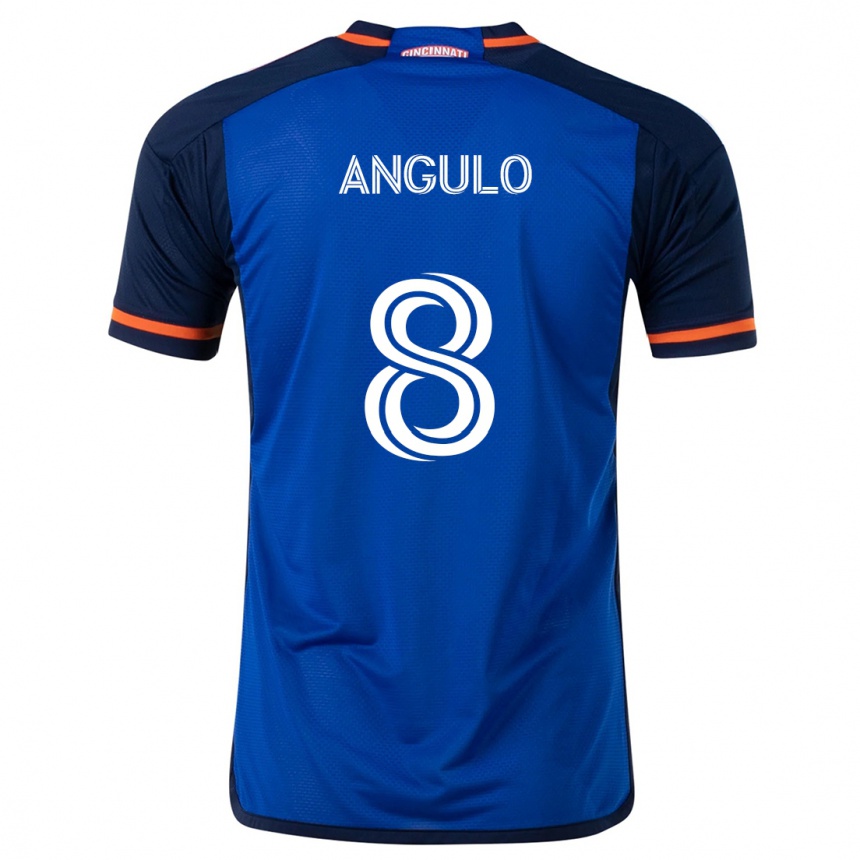 Niño Fútbol Camiseta Marco Angulo #8 Azul Blanco 1ª Equipación 2024/25 Perú