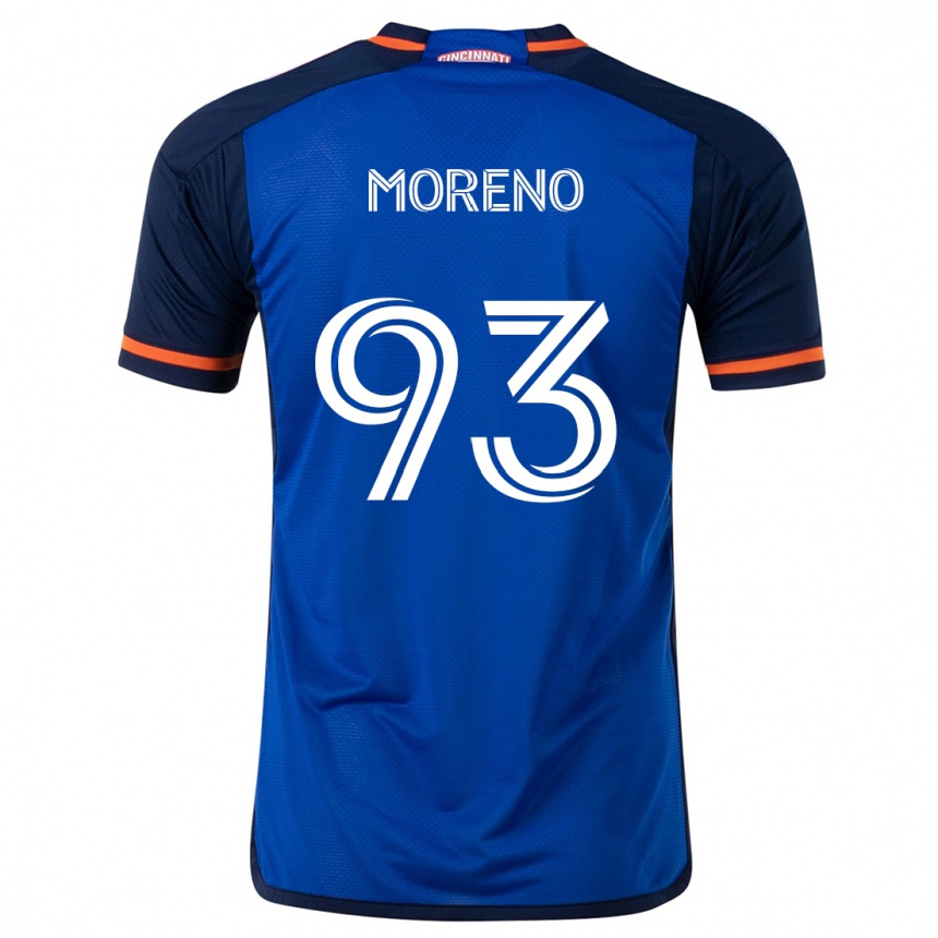 Niño Fútbol Camiseta Júnior Moreno #93 Azul Blanco 1ª Equipación 2024/25 Perú