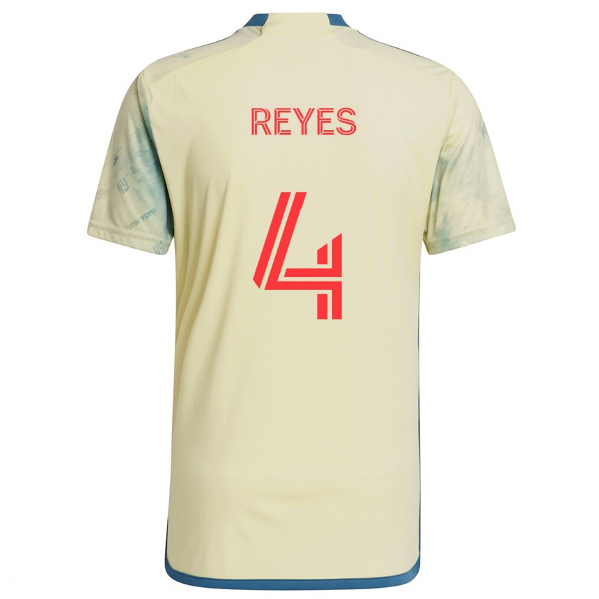 Niño Fútbol Camiseta Andrés Reyes #4 Amarillo Rojo Azul 1ª Equipación 2024/25 Perú