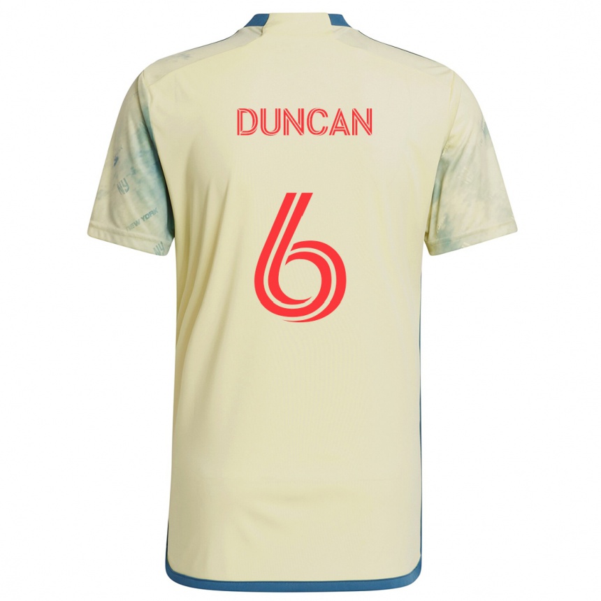 Niño Fútbol Camiseta Kyle Duncan #6 Amarillo Rojo Azul 1ª Equipación 2024/25 Perú