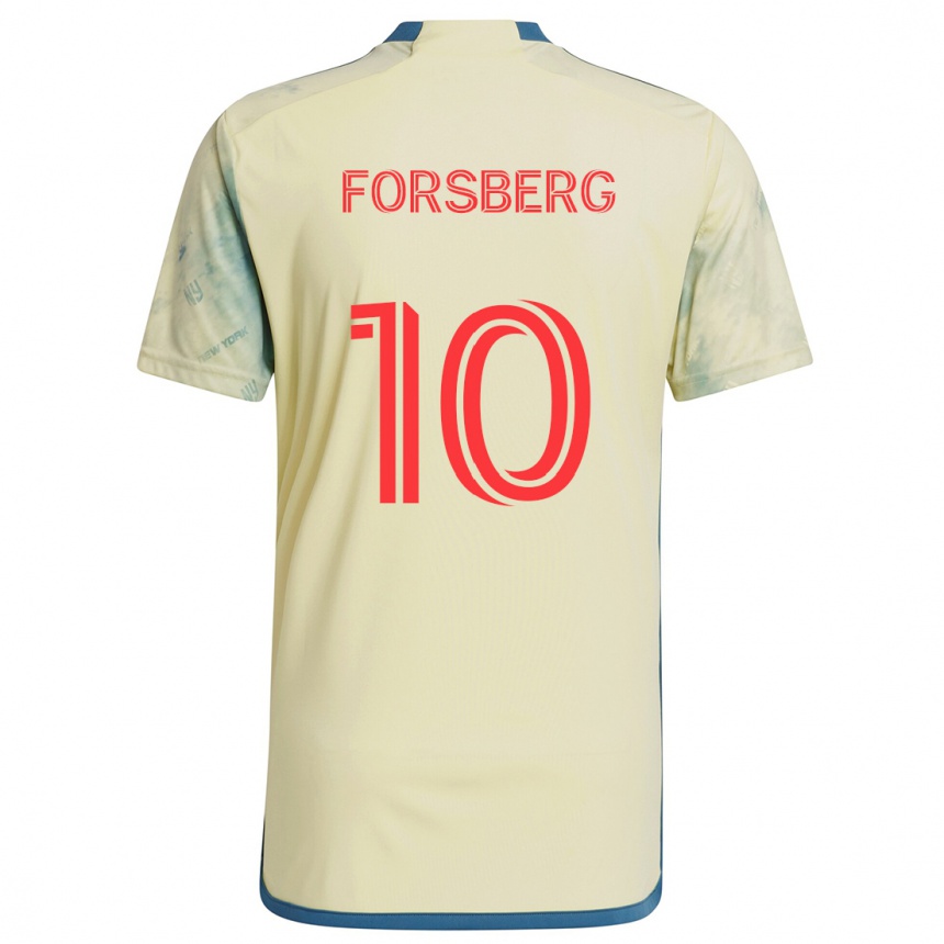 Niño Fútbol Camiseta Emil Forsberg #10 Amarillo Rojo Azul 1ª Equipación 2024/25 Perú