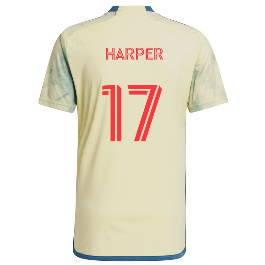 Niño Fútbol Camiseta Cameron Harper #17 Amarillo Rojo Azul 1ª Equipación 2024/25 Perú