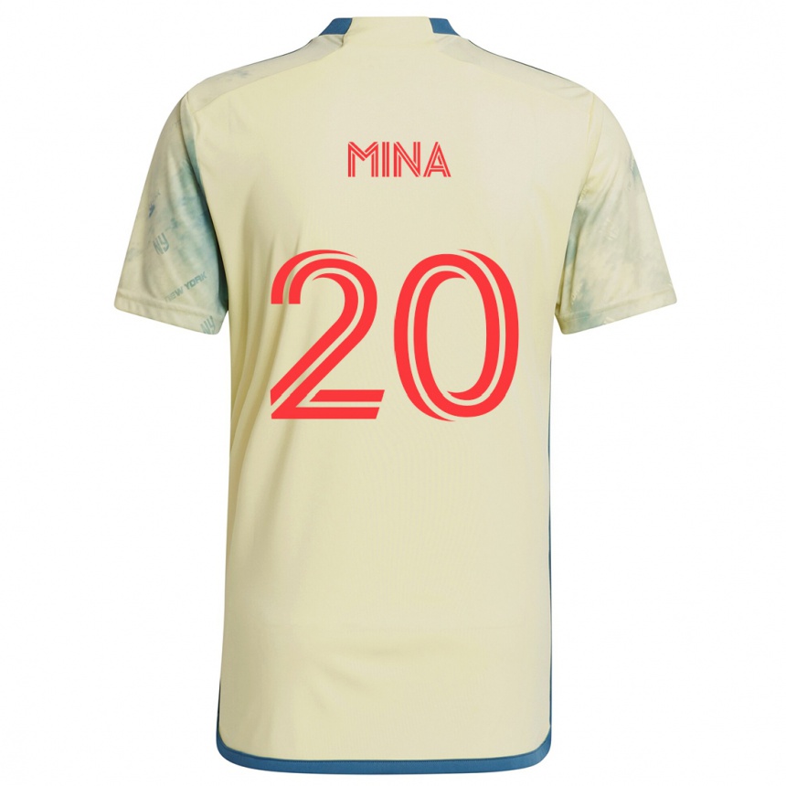 Niño Fútbol Camiseta Juan Mina #20 Amarillo Rojo Azul 1ª Equipación 2024/25 Perú