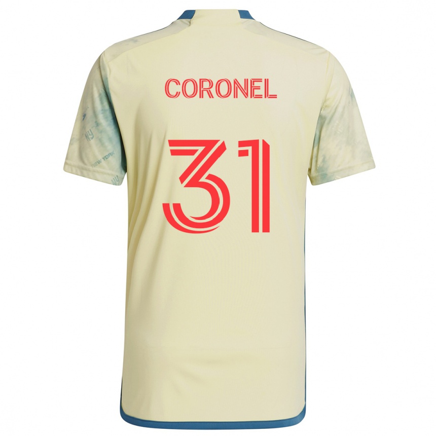 Niño Fútbol Camiseta Carlos Coronel #31 Amarillo Rojo Azul 1ª Equipación 2024/25 Perú