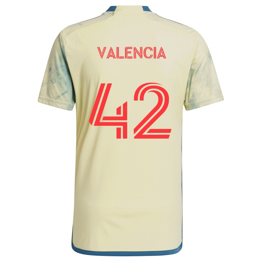 Niño Fútbol Camiseta Omar Valencia #42 Amarillo Rojo Azul 1ª Equipación 2024/25 Perú