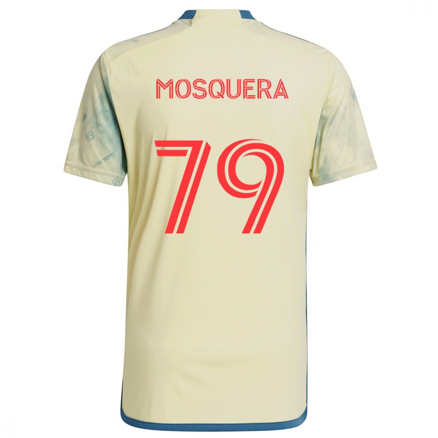 Niño Fútbol Camiseta Rafael Mosquera #79 Amarillo Rojo Azul 1ª Equipación 2024/25 Perú