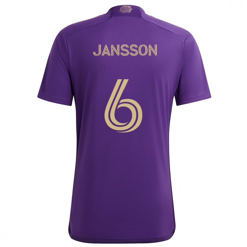 Niño Fútbol Camiseta Robin Jansson #6 Púrpura Amarillo 1ª Equipación 2024/25 Perú