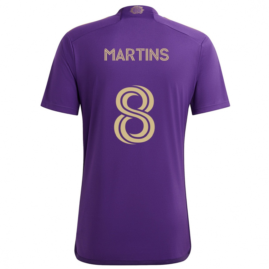 Niño Fútbol Camiseta Felipe Martins #8 Púrpura Amarillo 1ª Equipación 2024/25 Perú