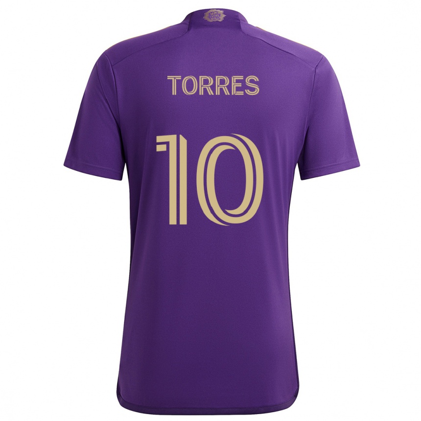 Niño Fútbol Camiseta Facundo Torres #10 Púrpura Amarillo 1ª Equipación 2024/25 Perú