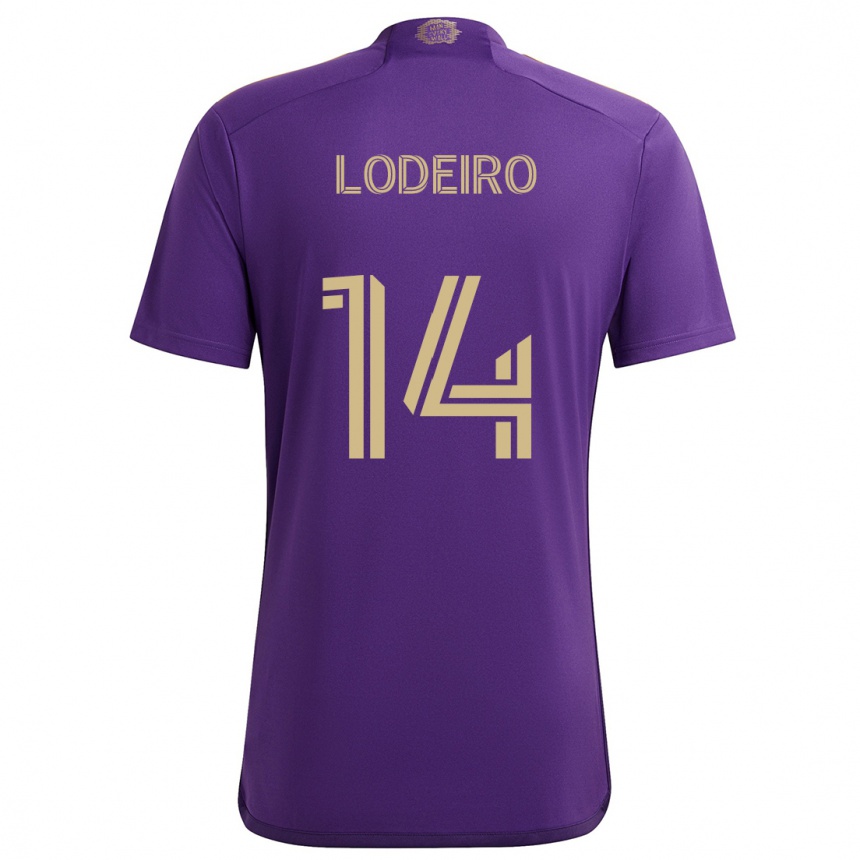 Niño Fútbol Camiseta Nicolás Lodeiro #14 Púrpura Amarillo 1ª Equipación 2024/25 Perú