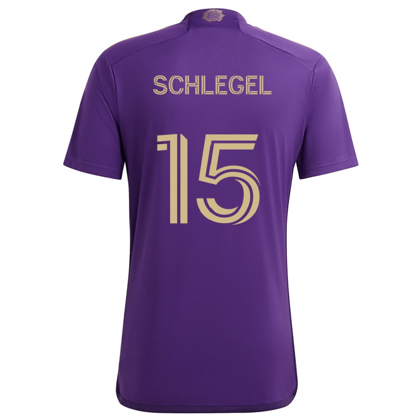 Niño Fútbol Camiseta Rodrigo Schlegel #15 Púrpura Amarillo 1ª Equipación 2024/25 Perú