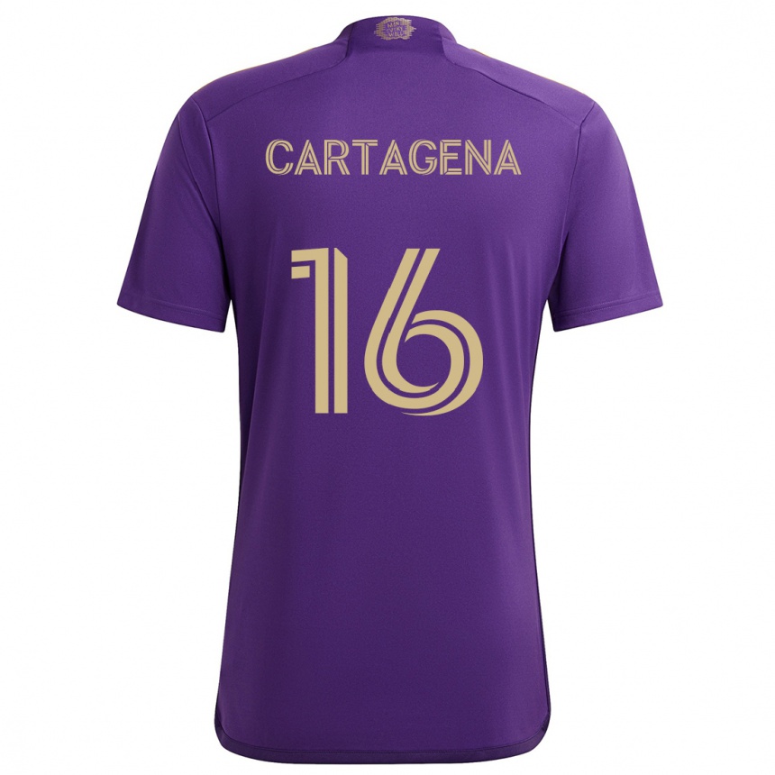 Niño Fútbol Camiseta Wilder Cartagena #16 Púrpura Amarillo 1ª Equipación 2024/25 Perú