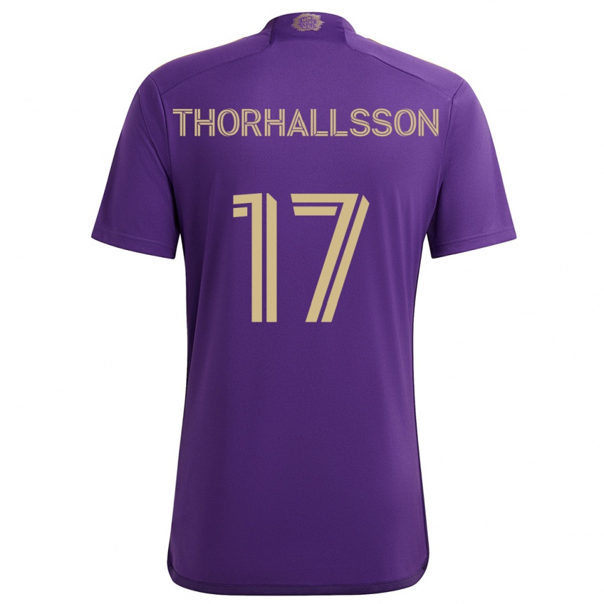 Niño Fútbol Camiseta Dagur Dan Thórhallsson #17 Púrpura Amarillo 1ª Equipación 2024/25 Perú