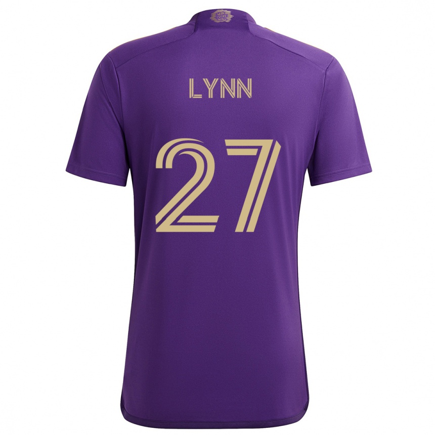 Niño Fútbol Camiseta Jack Lynn #27 Púrpura Amarillo 1ª Equipación 2024/25 Perú