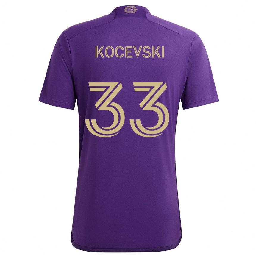 Niño Fútbol Camiseta Jeorgio Kocevski #33 Púrpura Amarillo 1ª Equipación 2024/25 Perú