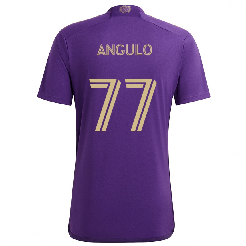 Niño Fútbol Camiseta Iván Angulo #77 Púrpura Amarillo 1ª Equipación 2024/25 Perú