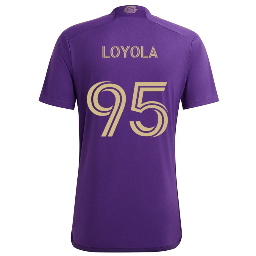 Niño Fútbol Camiseta Favian Loyola #95 Púrpura Amarillo 1ª Equipación 2024/25 Perú