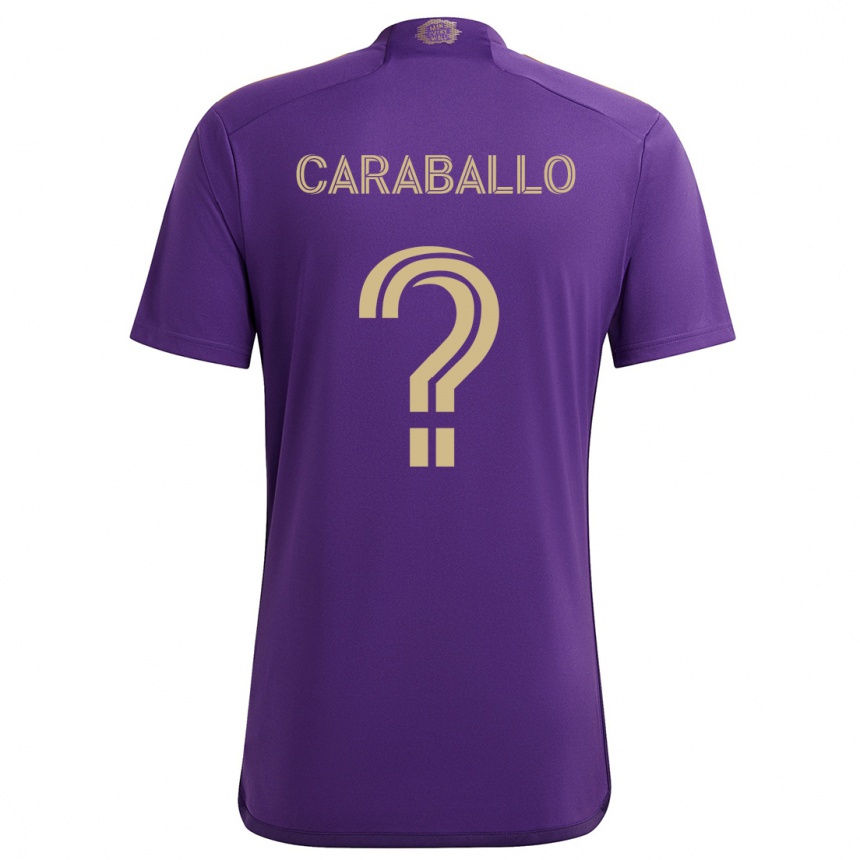 Niño Fútbol Camiseta Gustavo Caraballo #0 Púrpura Amarillo 1ª Equipación 2024/25 Perú